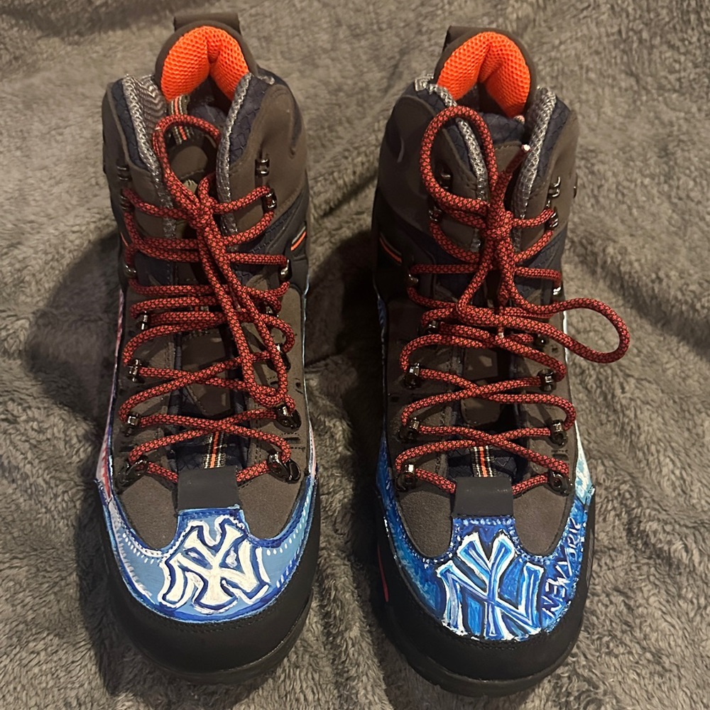 Men's Black and Blue Boots
